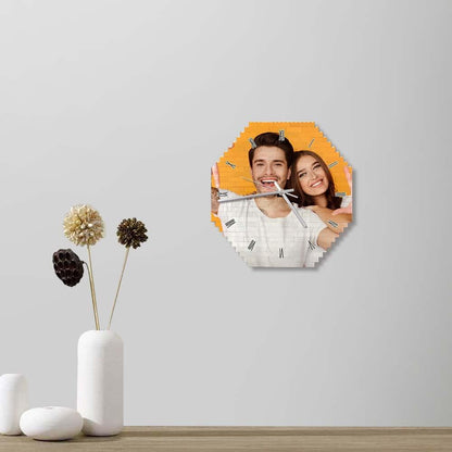 Personalised Building Brick Wall Clock - Custom Photo Puzzle Clock