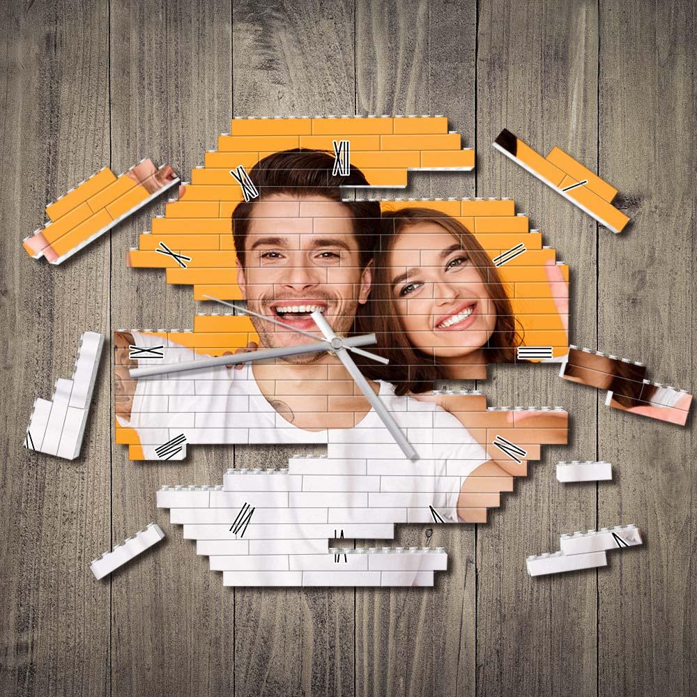 Personalised Building Brick Wall Clock - Custom Photo Puzzle Clock