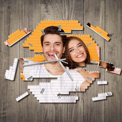 Personalised Building Brick Wall Clock - Custom Photo Puzzle Clock