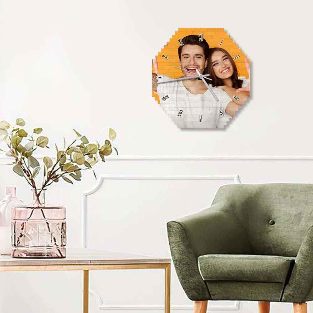 Custom Building Block Wall Clock Personality Puzzle Custom Photo Pointer Brick Clock