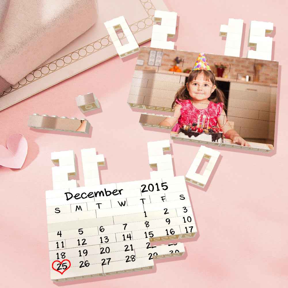 Custom Building Brick Photo Block Personalised Calendar Brick Puzzles Unique Gift