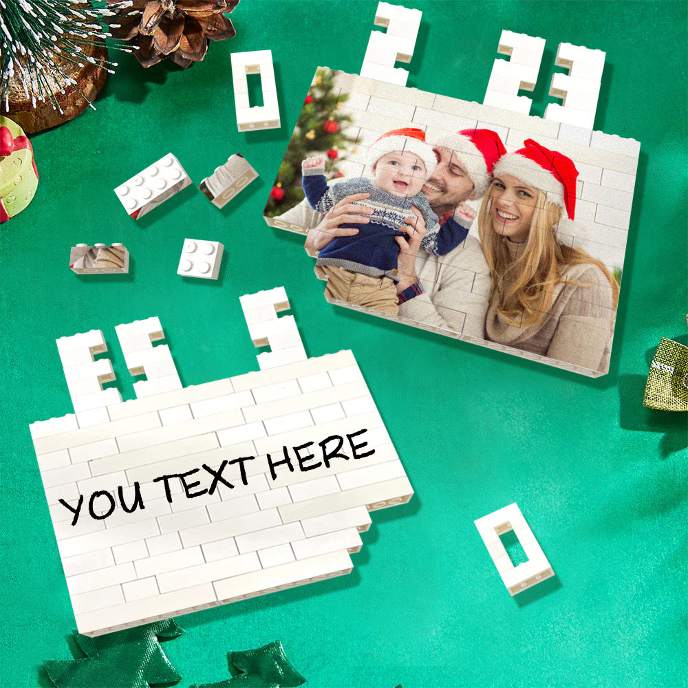 Custom Building Brick Photo Block — personalised brick puzzle on UV-printed PVC, free-standing photo keepsake gift