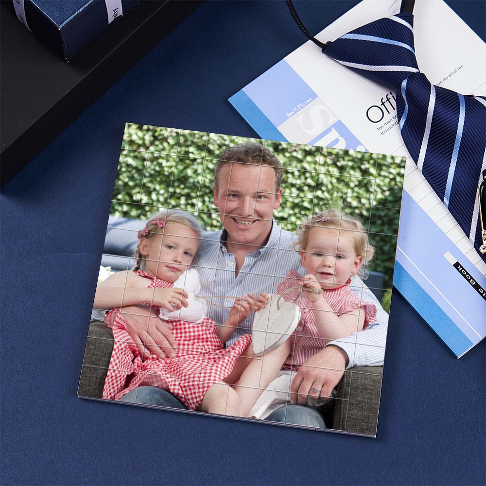 Side view of the Personalised Photo Brick Puzzle highlighting robust plastic construction and secure interlocking studs for a lasting custom gift