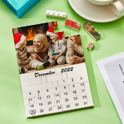 Personalised Photo Building Block Puzzle Calendar - Unique Date Reminder Gift