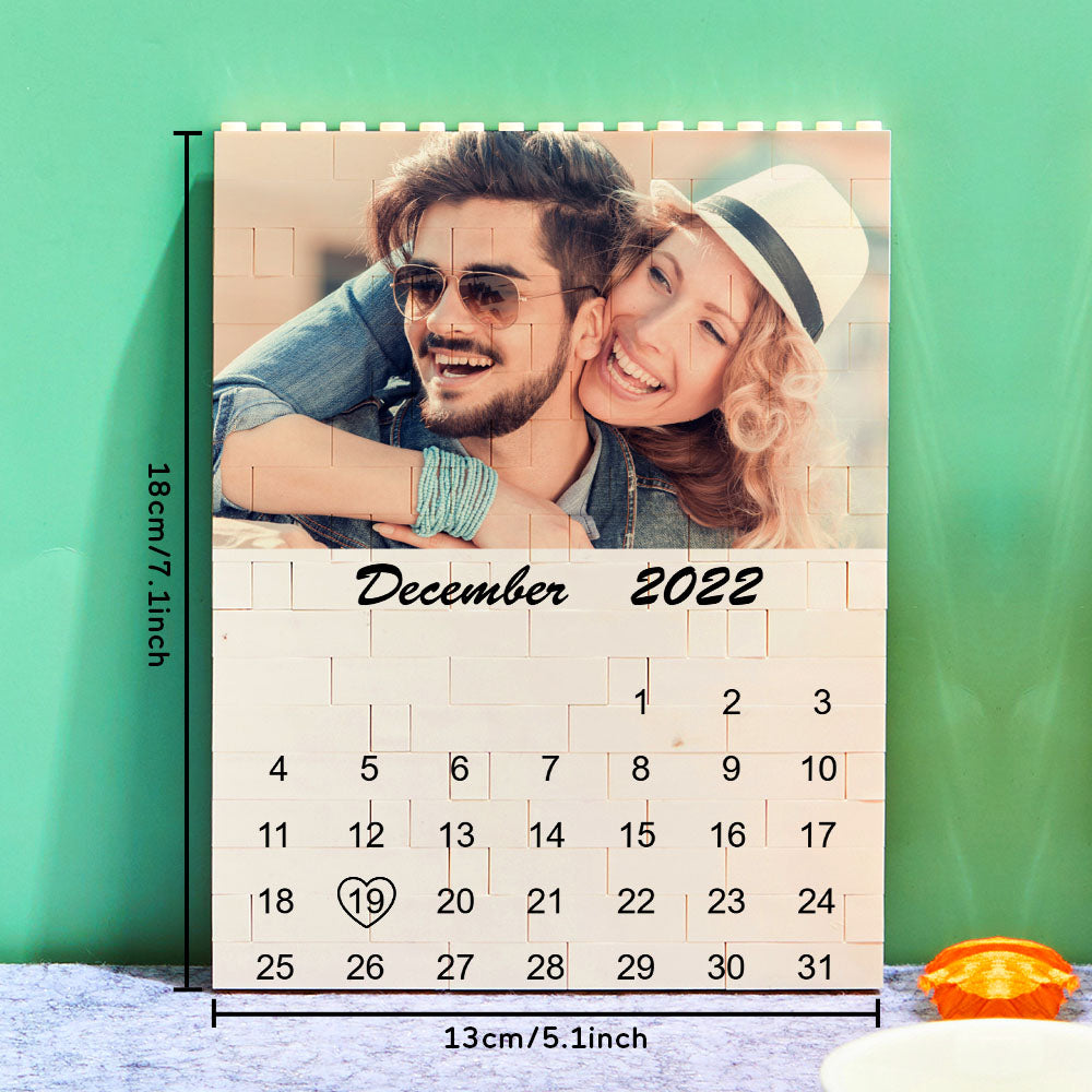 Personalised Photo Building Block Puzzle Calendar - Unique Date Reminder Gift