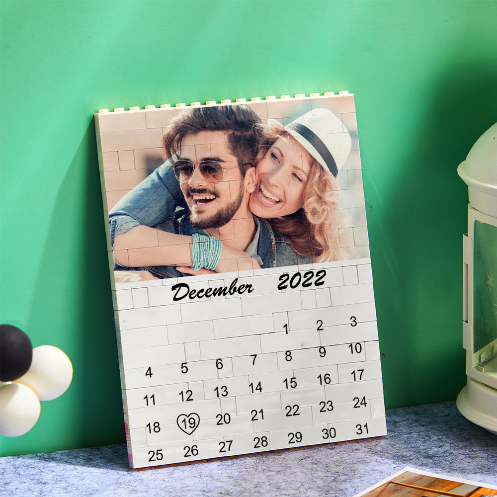 Personalised Photo Building Block Puzzle Calendar - Unique Date Reminder Gift
