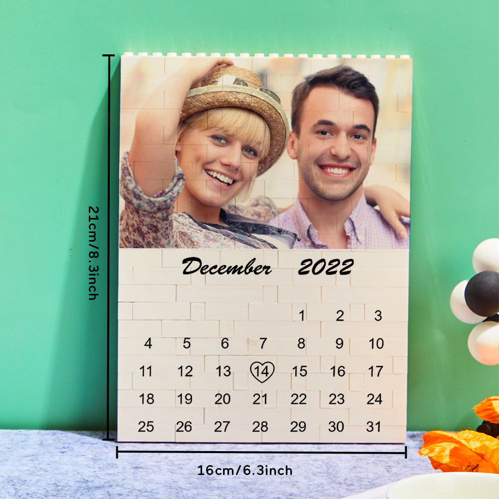 Personalised Photo Building Block Puzzle Calendar - Unique Date Reminder Gift