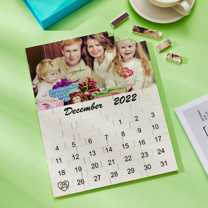 Personalised Photo Building Block Puzzle Calendar - Unique Date Reminder Gift