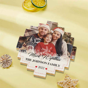 Custom Building Block Puzzle Personalised Photo Brick Names and Year Round Frame