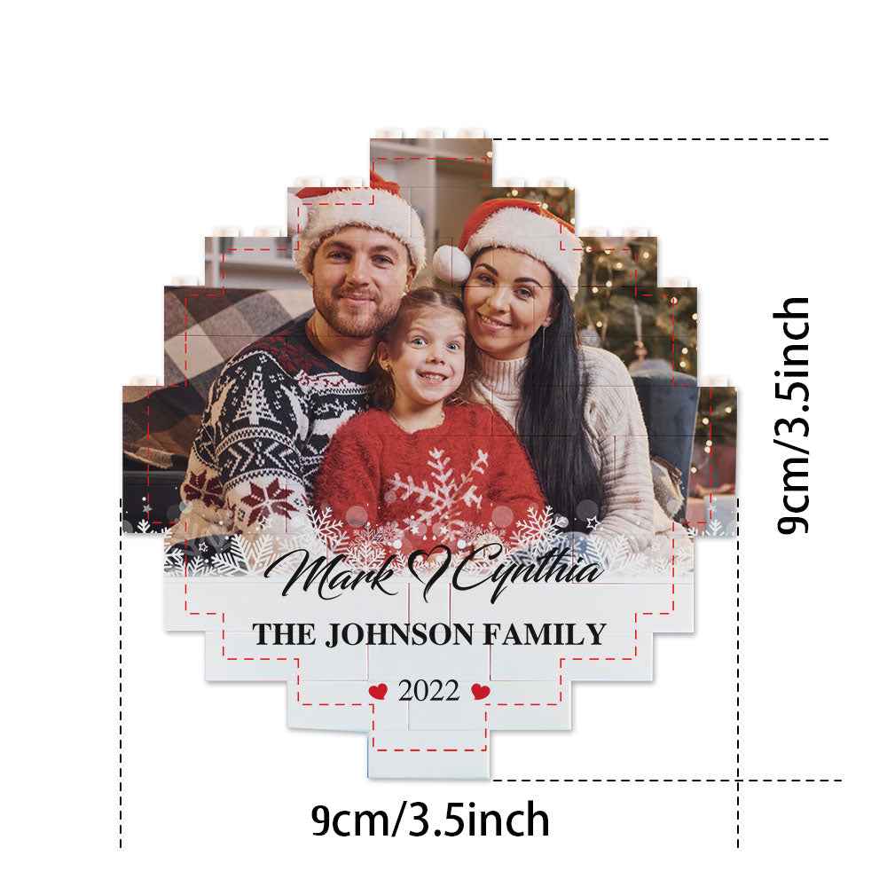 Custom Building Block Puzzle Personalised Photo Brick Names and Year Round Frame