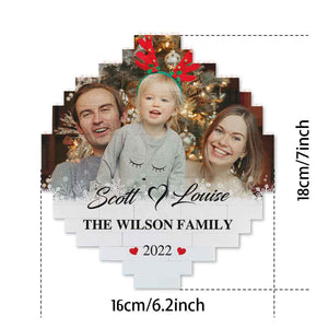 Custom Building Block Puzzle Personalised Photo Brick Names and Year Round Frame