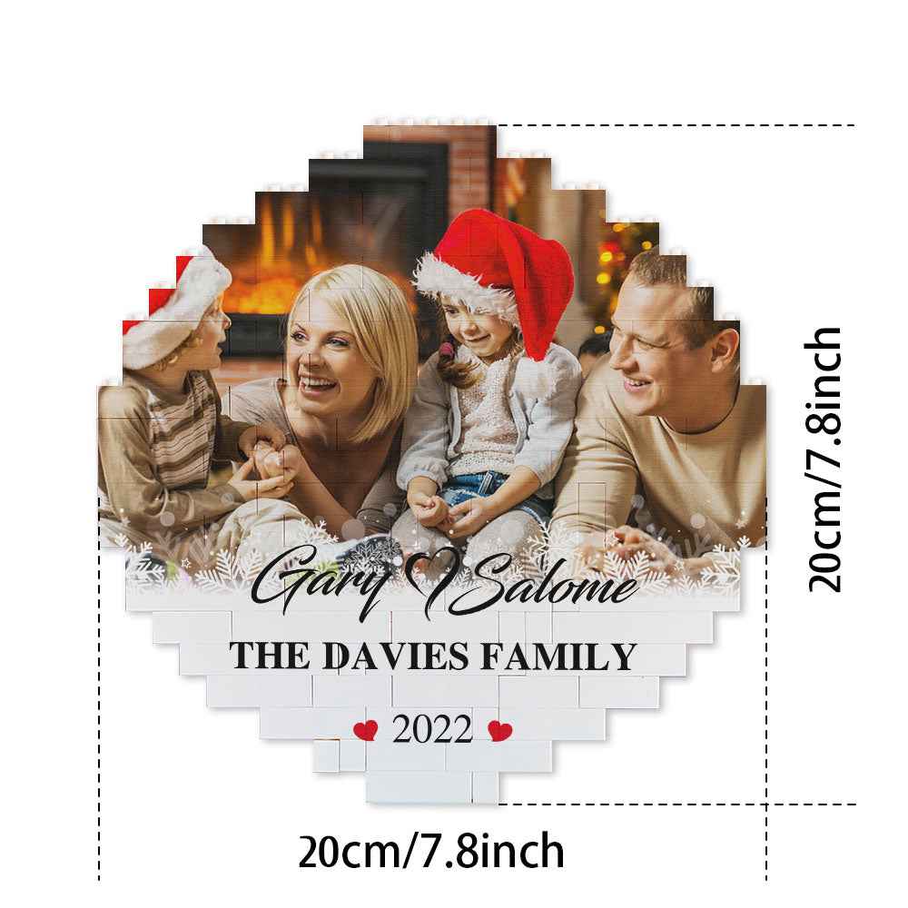 Custom Building Block Puzzle Personalised Photo Brick Names and Year Round Frame