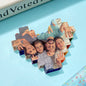 Large personalised heart-shaped photo block displayed upright on shelf — vibrant, fade-resistant UV digital print, ideal wedding or anniversary gift