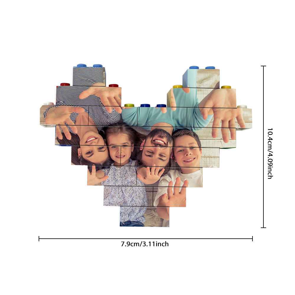 Personalised Heart Shaped Building Brick Custom Photo Block Colors Brick Puzzles Gifts