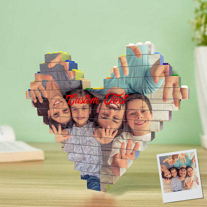 Small personalised heart-shaped brick photo puzzle with alternative sample image — UV digital print on durable PVC, bespoke keepsake gift