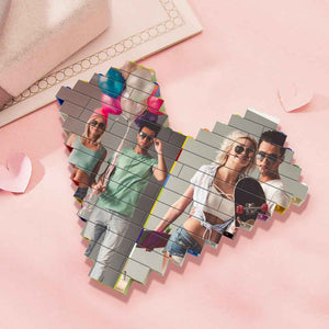 Personalised Colors Building Brick Custom Collage Photo Block Heart Shaped Brick Puzzles Gifts