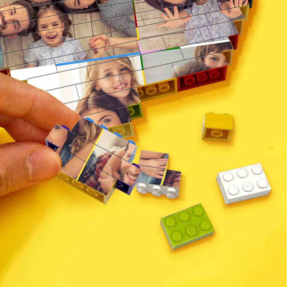 Personalised Colors Building Brick Custom Collage Photo Block Heart Shaped Brick Puzzles Gifts