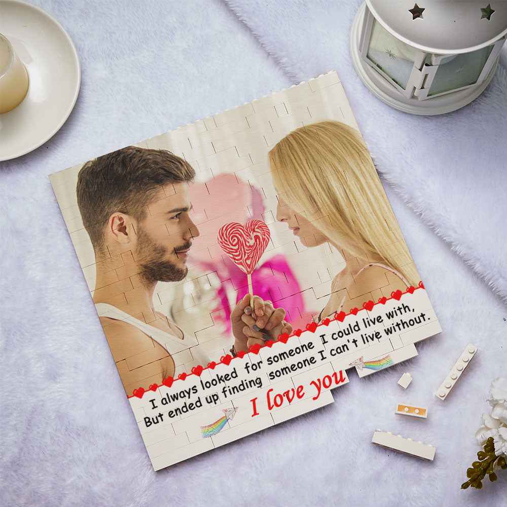 Custom Building Block Puzzle Photo Brick Square Gifts for Her I Love You