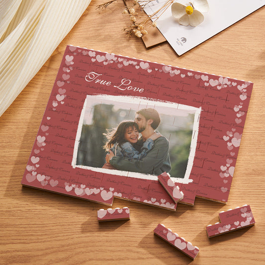 Custom Building Block Puzzle - Horizontal Trio Photo Brick | Personalised Valentine Gift