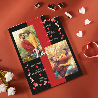 Custom Photo Brick displayed freestanding — personalised photo block with vibrant UV print and durable wipeable plastic finish