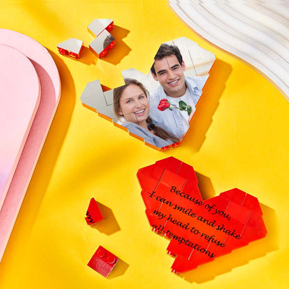 Personalised Building Brick Heart - Custom Photo Valentine's Gift for Loved Ones
