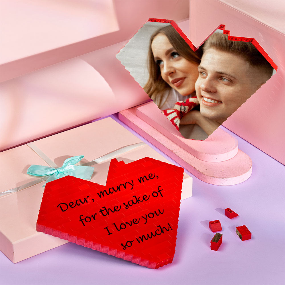 Personalised Building Brick Heart - Custom Photo Valentine's Gift for Loved Ones