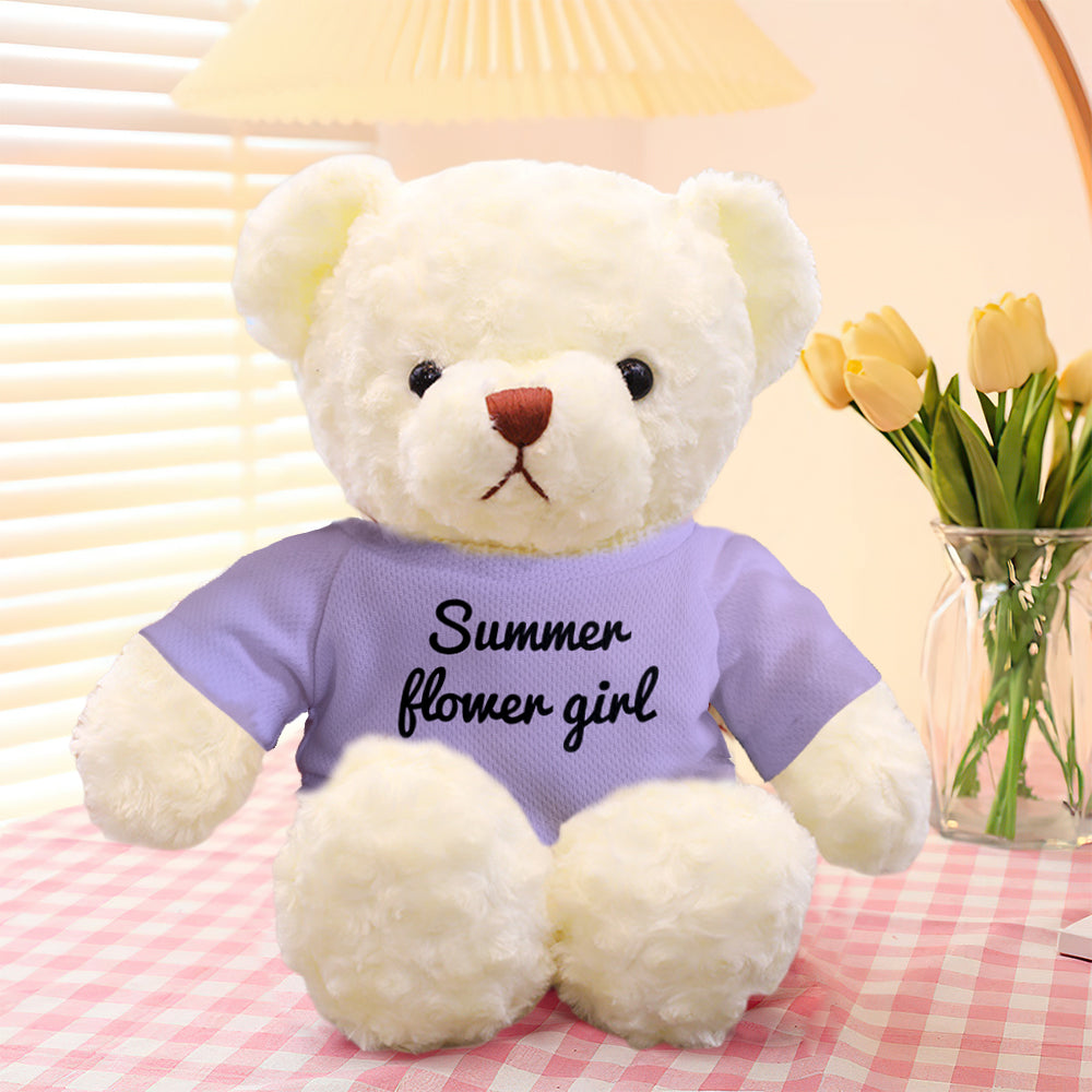 Back view showing stitching and high‑quality plush fabric on a personalised teddy bear — durable custom stuffed animal keepsake