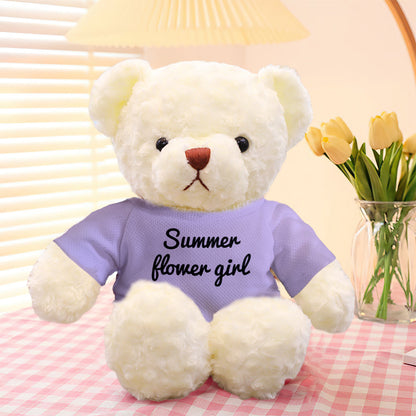 Back view showing stitching and high‑quality plush fabric on a personalised teddy bear — durable custom stuffed animal keepsake