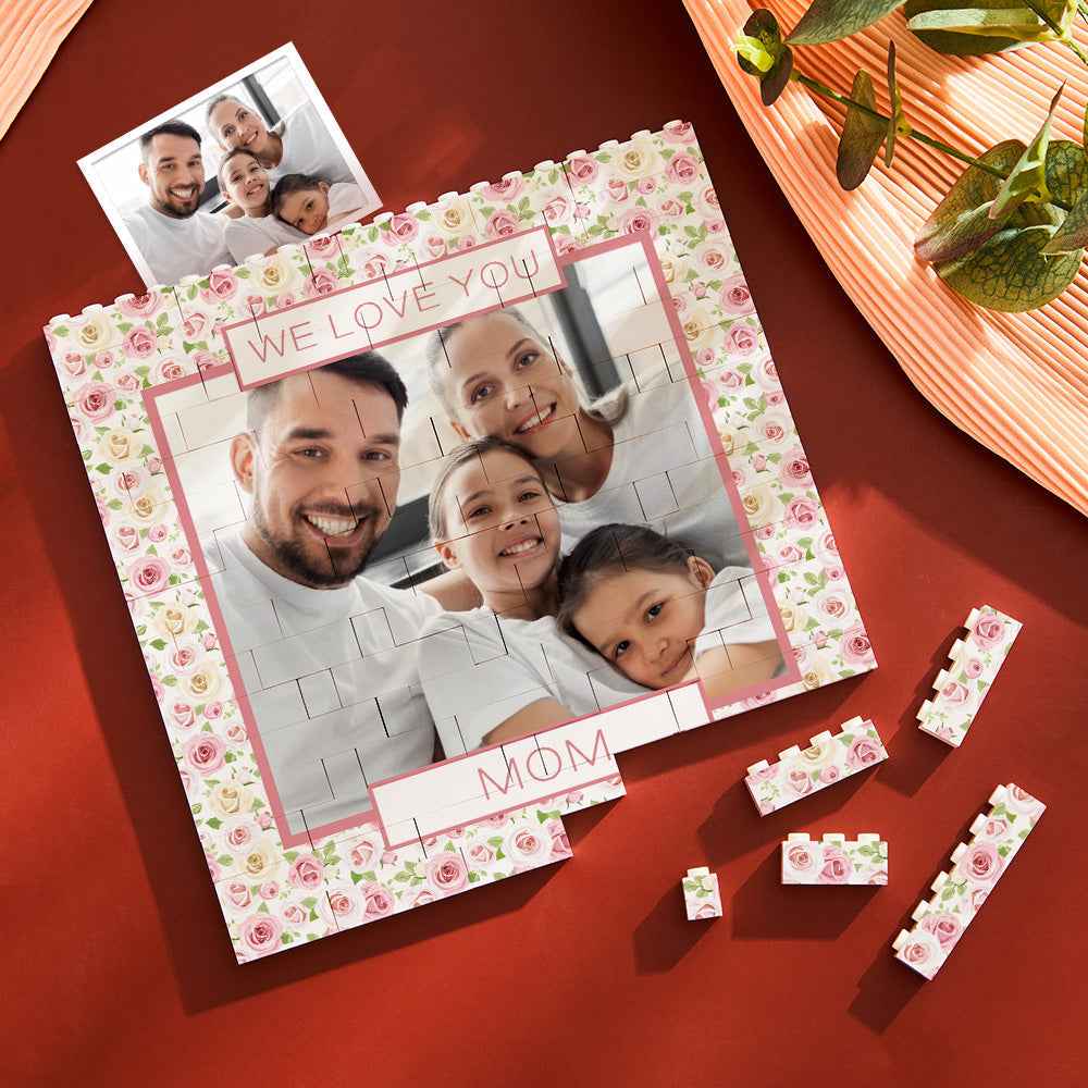 Custom Building Block Puzzle Square Photo Brick Mom We Love You Mother's Day Gift