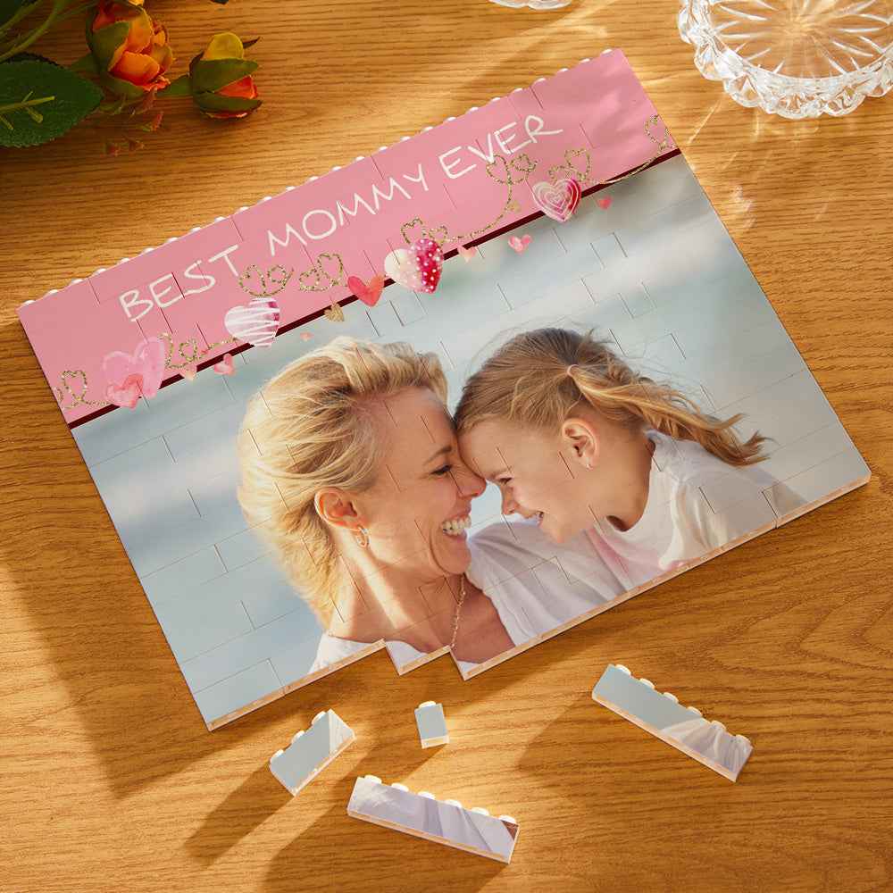 Custom Building Block Puzzle Horizontal Trio Photo Brick Mother's Day Gift Best Mom Ever