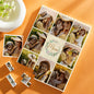Personalised Building Block Photo Puzzle 'Best Mum Ever' assembled freestanding display showing family photo on vertical interlocking photo bricks – ideal personalised photo gift for Mother's Day