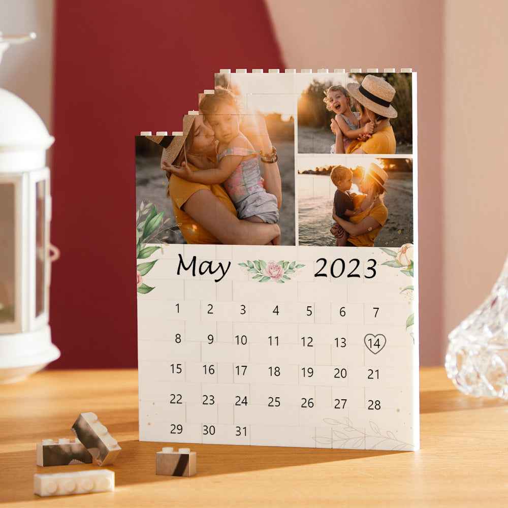 Custom Building Block Puzzle Vertical Building Photo Calendar Brick Mother's Day Gifts