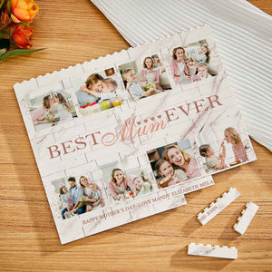 Custom Building Block Puzzle Horizontal Trio Photo Brick Best Mum Ever