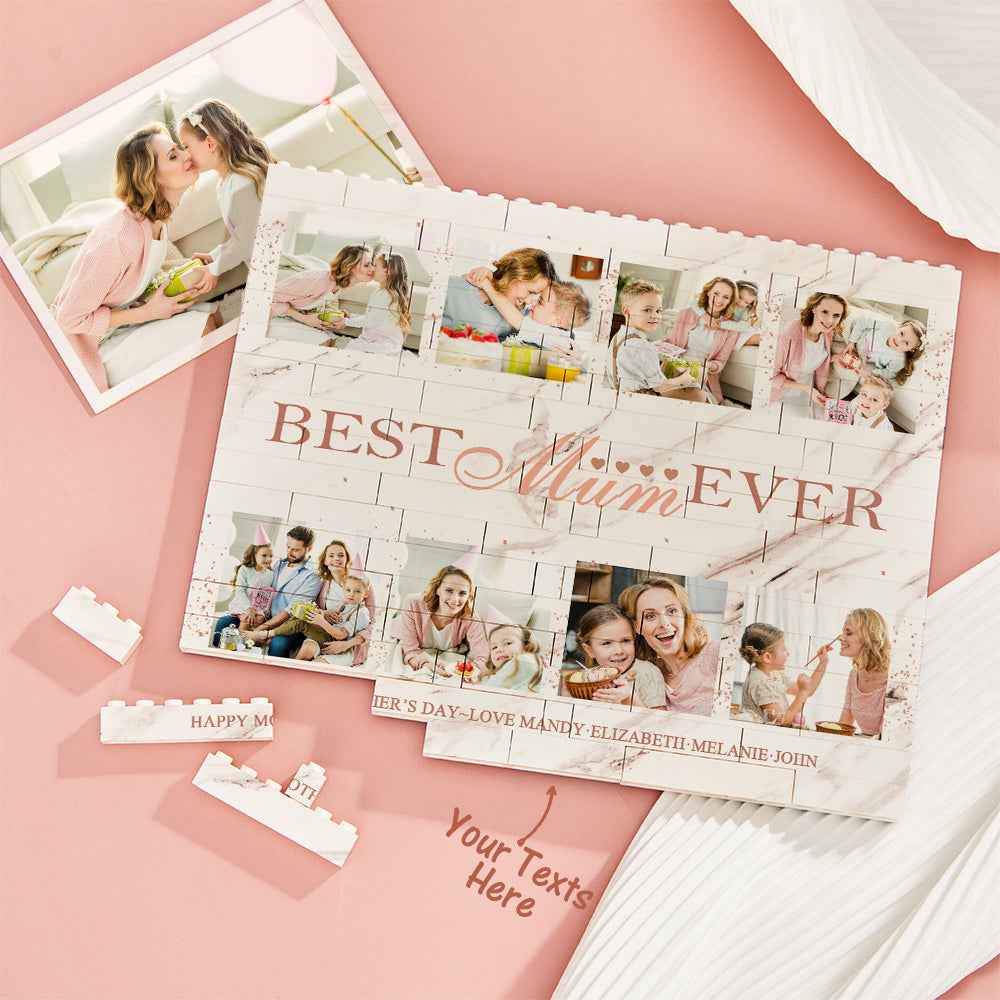 Custom Building Block Puzzle Horizontal Trio Photo Brick Best Mum Ever