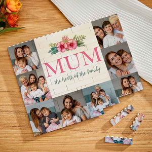 Custom Building Block Puzzle Horizontal Trio Photo Brick for Mum the Heart of the Family Mother's Day Gifts