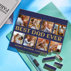 Custom Building Brick Puzzle - Personalised Horizontal Trio Photo Block | Best Dad Ever Gift