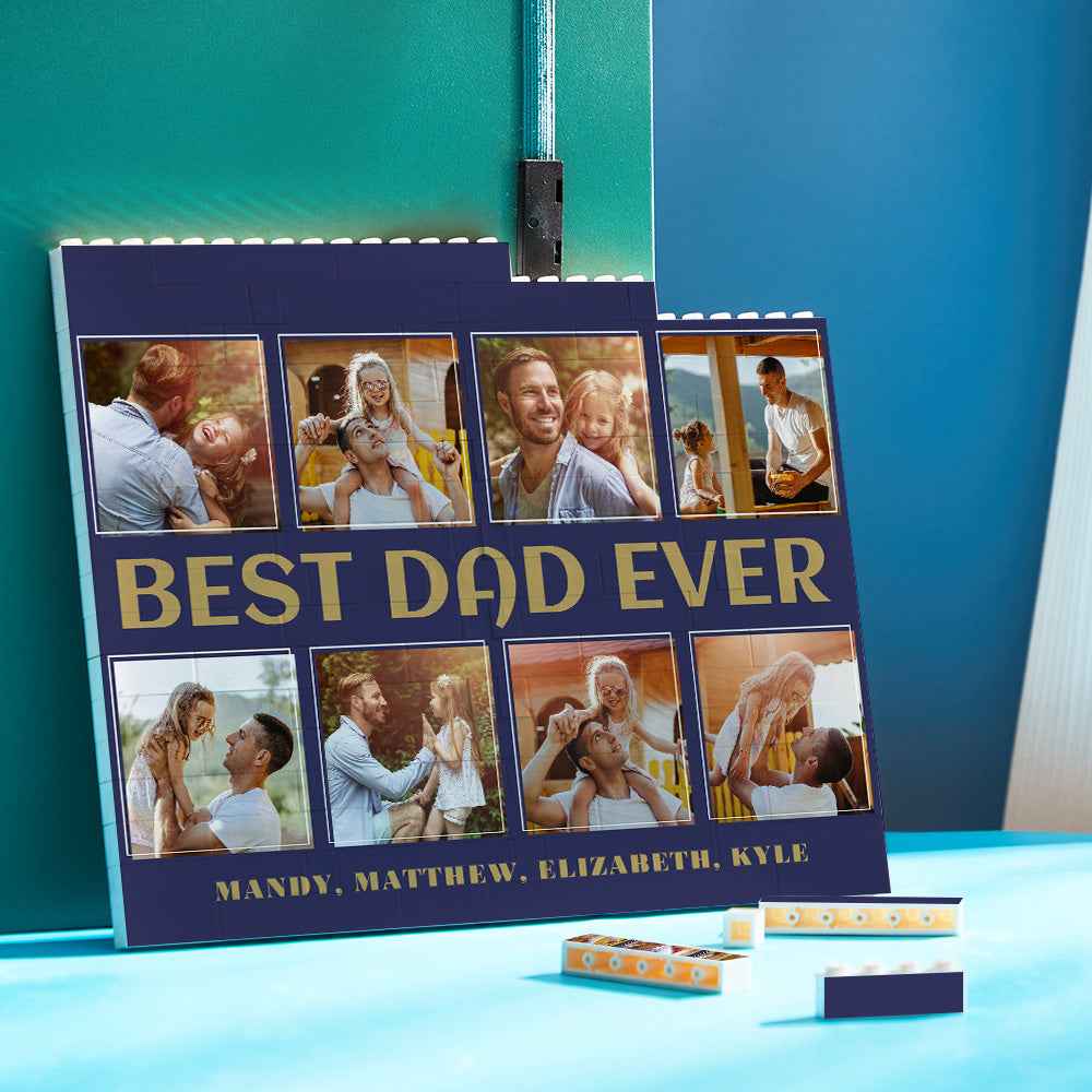 Custom Building Block Puzzle Horizontal Trio Photo Brick Best Dad Ever
