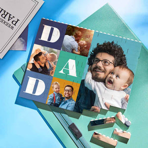 Custom Building Block Puzzle Horizontal Trio Photo Brick Father's Day Gift
