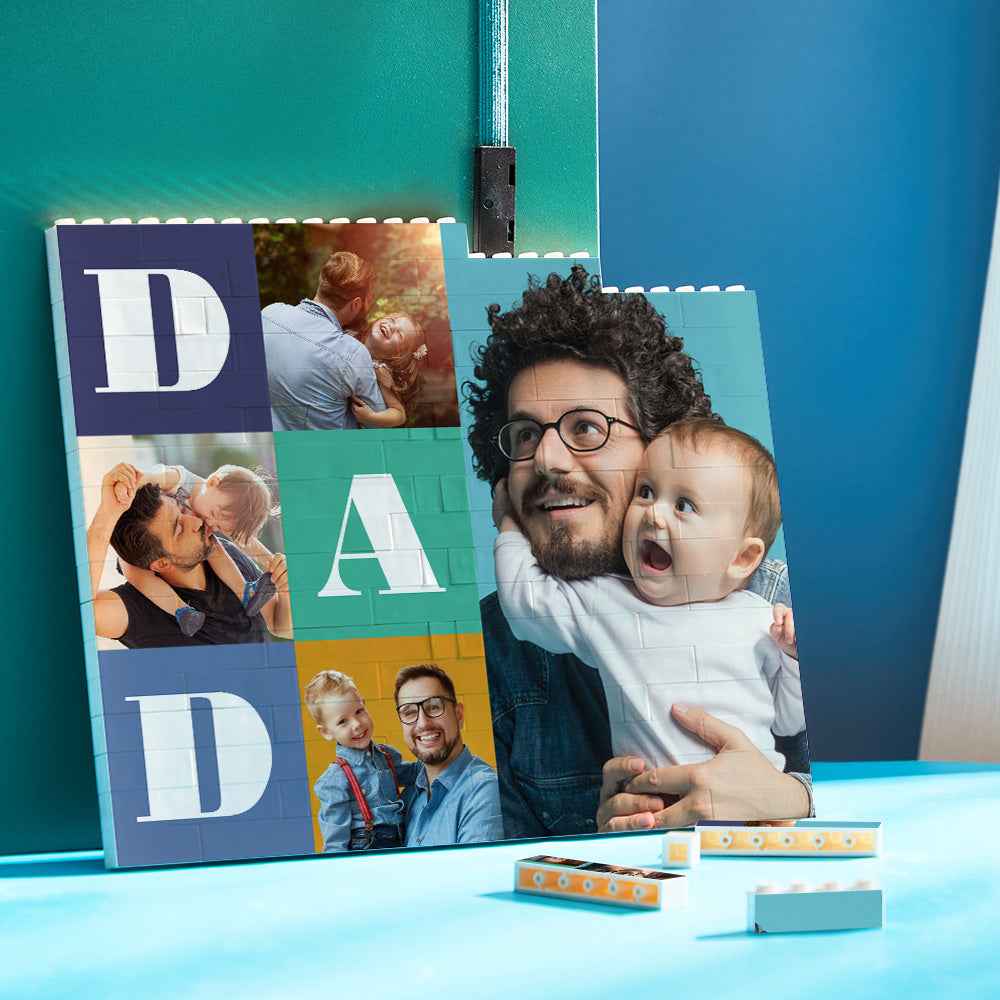Custom Building Block Puzzle Horizontal Trio Photo Brick Father's Day Gift