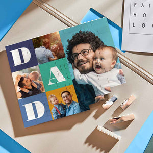 Custom Building Block Puzzle Horizontal Trio Photo Brick Father's Day Gift