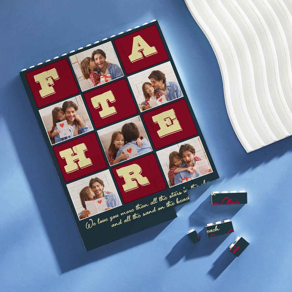 Custom Building Block Puzzle Vertical Building Photo and Text Brick Father's Day Gift
