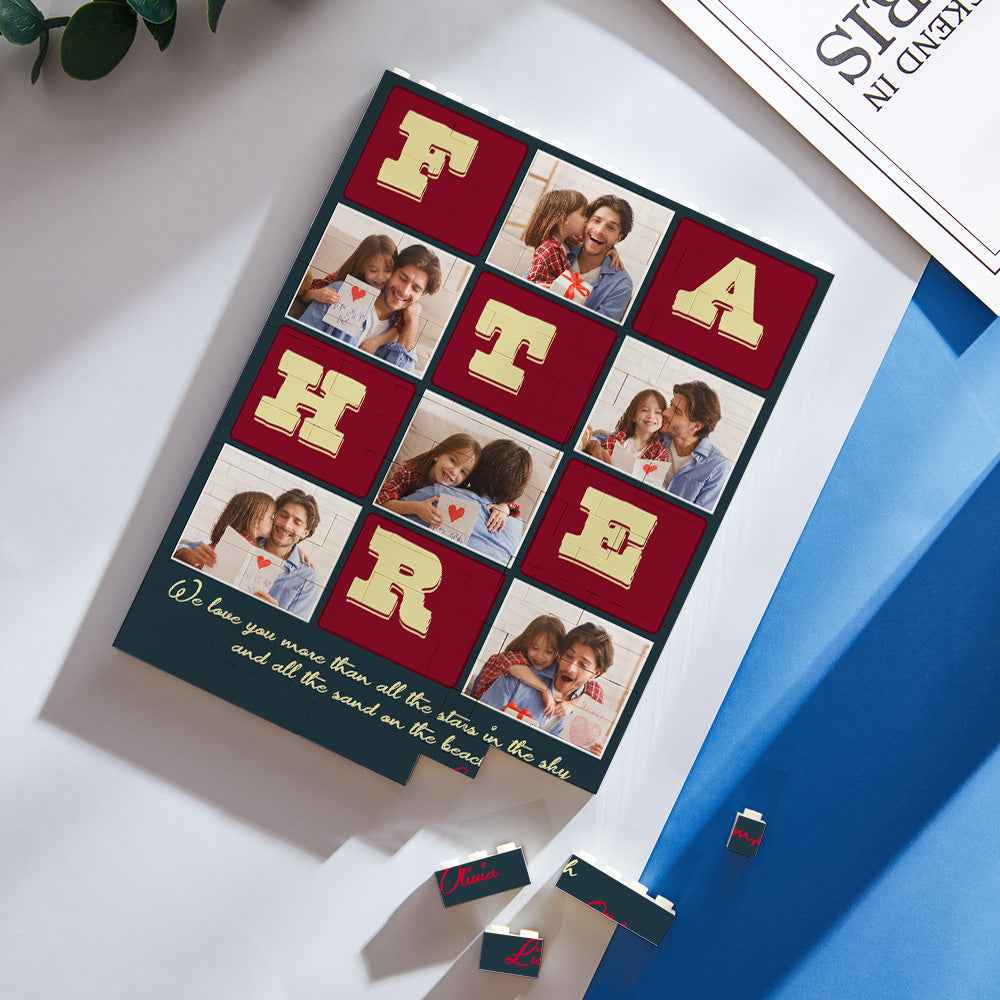 Custom Building Block Puzzle Vertical Building Photo and Text Brick Father's Day Gift