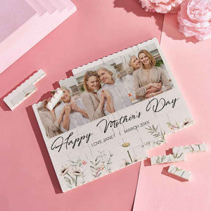 Personalized Horizontal Building Brick Custom Photo Block Happy Mother's Day