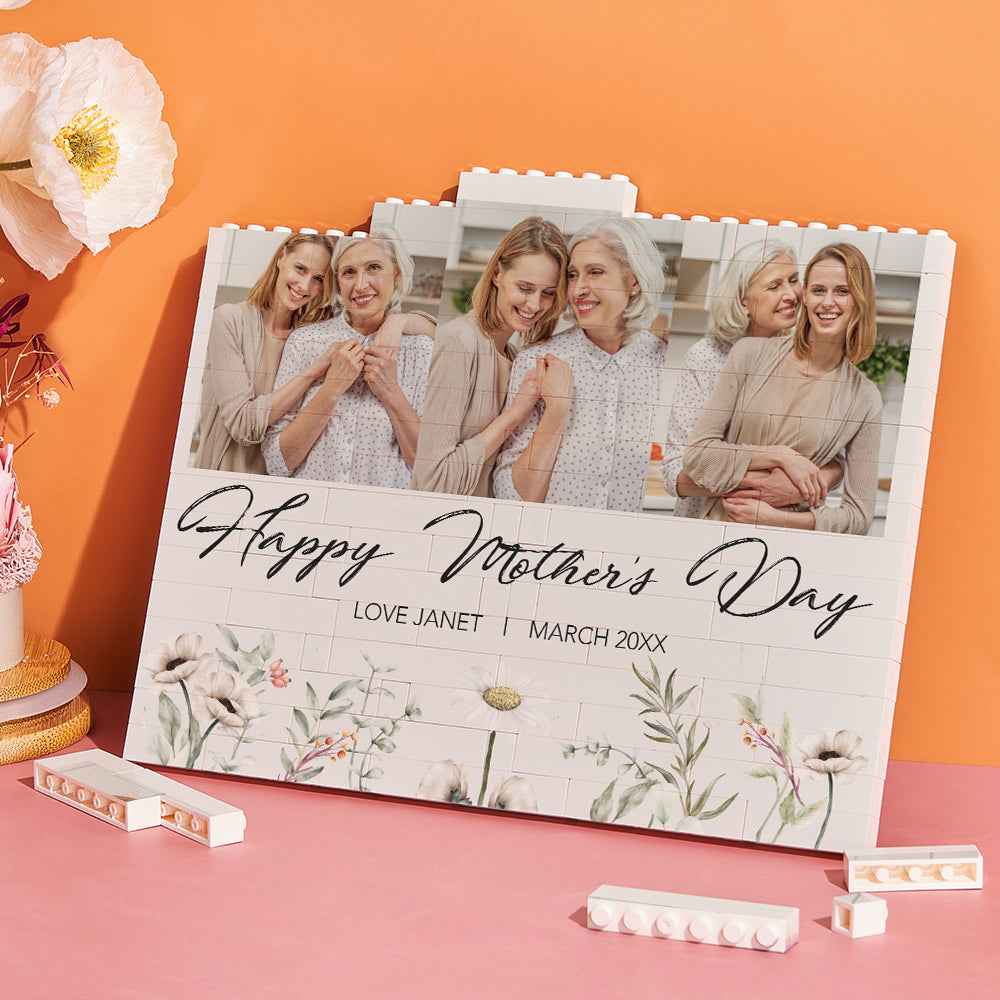 Personalized Horizontal Building Brick Custom Photo Block Happy Mother's Day