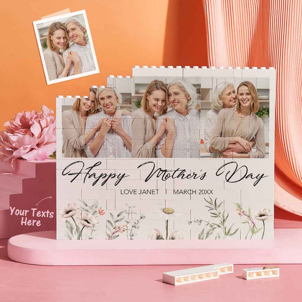 Personalized Horizontal Building Brick Custom Photo Block Happy Mother's Day