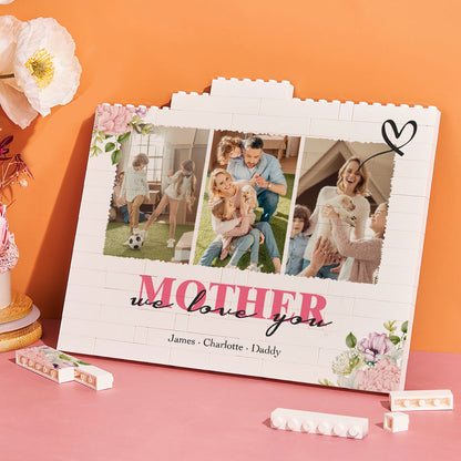 Personalised Horizontal Building Brick Custom Photo Block - Unique Mother's Day Gift