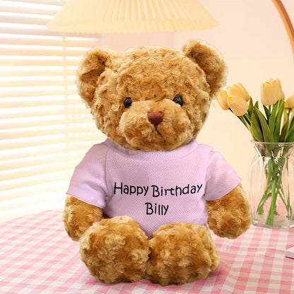 Personalised teddy bear with alternative outfit colour and styling — custom plush gift for children, partners or grandparents