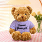 Group display of personalised teddy bears showing their 11.8in (30cm) size and removable clothes — ideal keepsake presents for loved ones