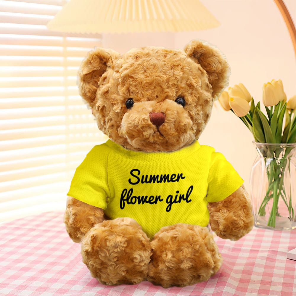 Gift‑ready personalised teddy bear in presentation styling — custom photo or text option makes a memorable birthday gift or keepsake