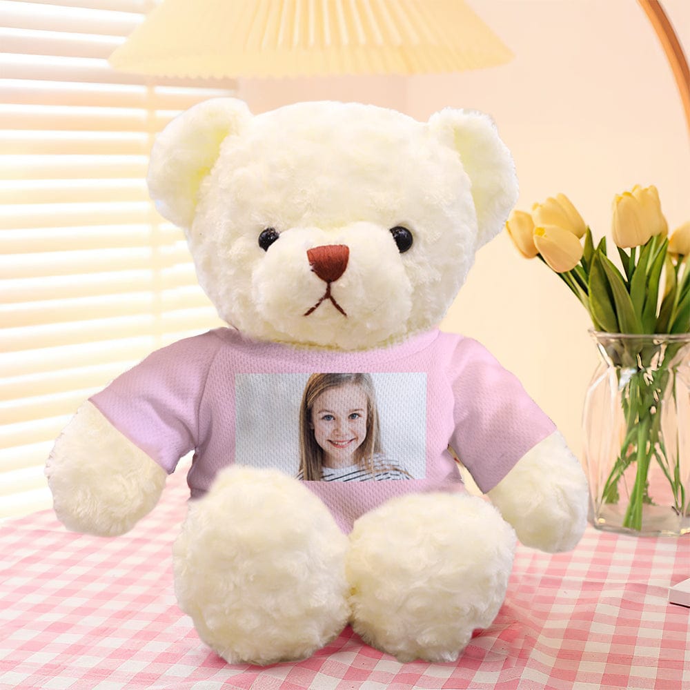 Alternative design of personalised photo bear dressed in a different outfit – 30cm custom stuffed animal keepsake